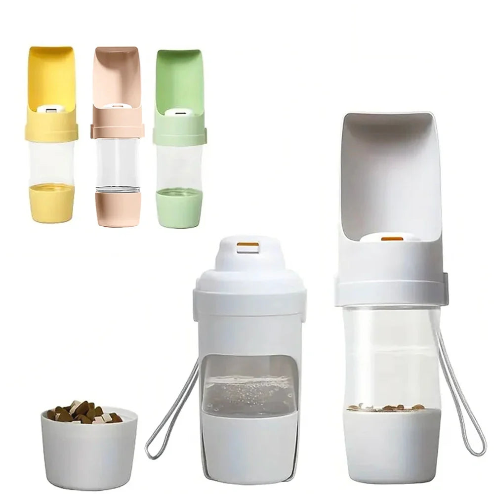 2-in-1 Pet Travel Water Bottle with Food Container-0