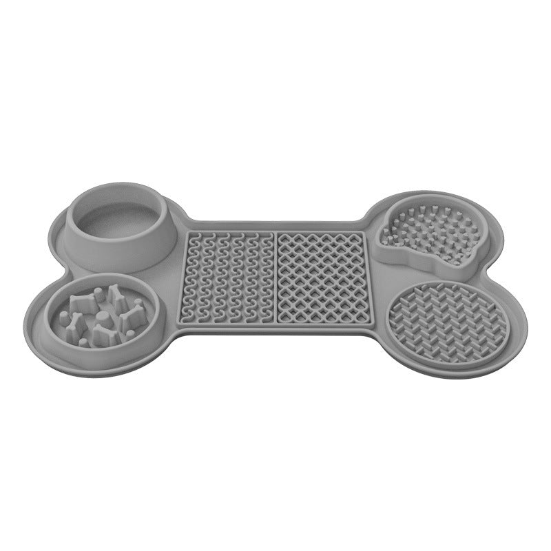 NNEDSZ Grey Silicone Pet Licking Mat Slow Feeder Pad with Strong Suction and Foldable Design, Heat Resistant -40°C to 240°C, for Dogs and Cats-0
