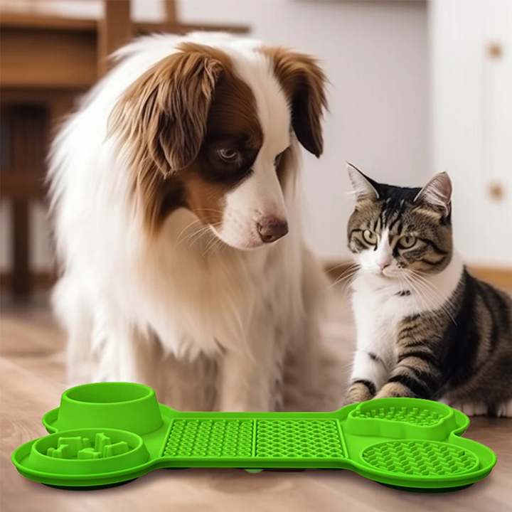 NNEDSZ Green Silicone Pet Licking Mat Slow Feeder Pad with Strong Suction and Foldable Design, Heat Resistant -40°C to 240°C, for Dogs and Cats-4