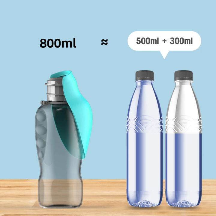 NNEDSZ Blue And Grey Portable Foldable Pet Water Bottle with 800ml Capacity - Leakproof Travel Hydration Dispenser for Dogs and Cats-4