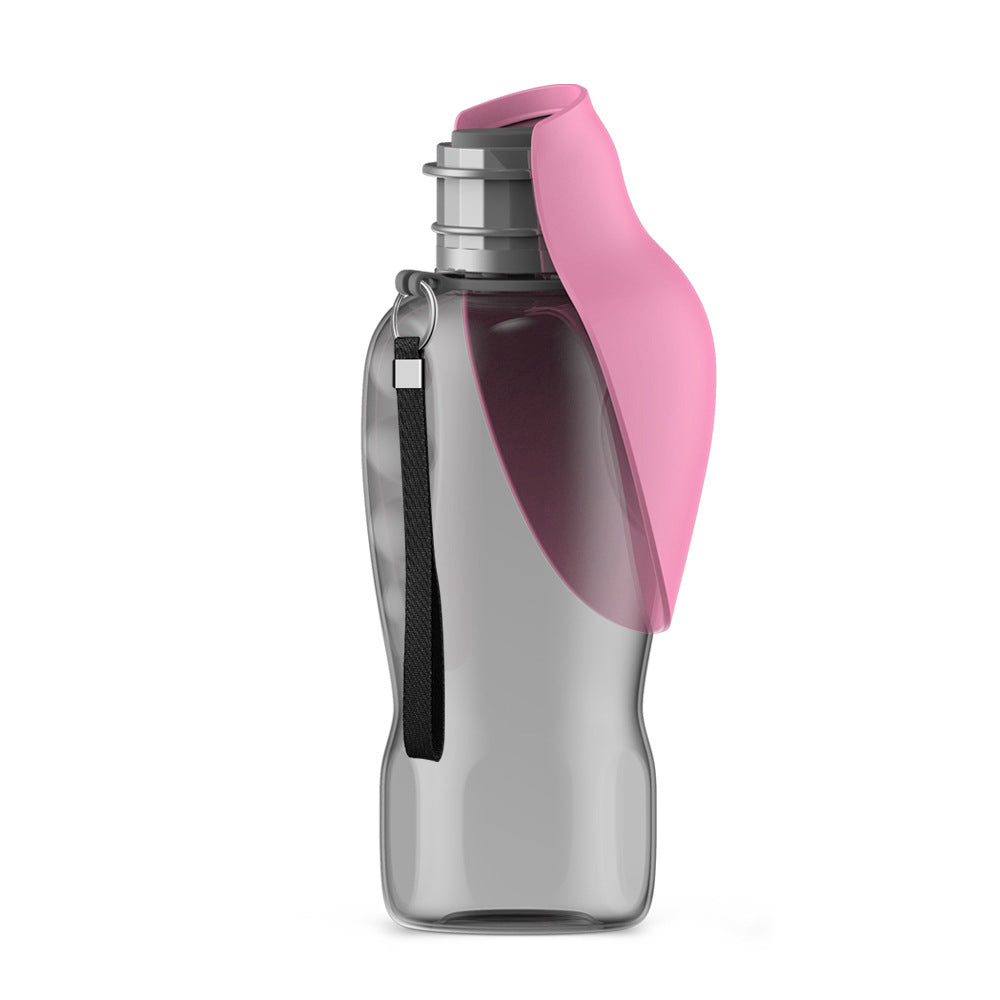 NNEDSZ Pink And Grey Portable Foldable Pet Water Bottle with 800ml Capacity - Leakproof Travel Hydration Dispenser for Dogs and Cats-0