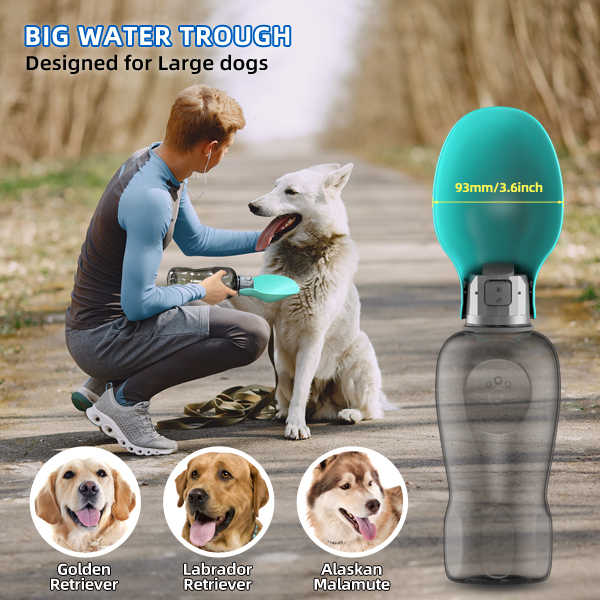 NNEDSZ Pink And Grey Portable Foldable Pet Water Bottle with 800ml Capacity - Leakproof Travel Hydration Dispenser for Dogs and Cats-1